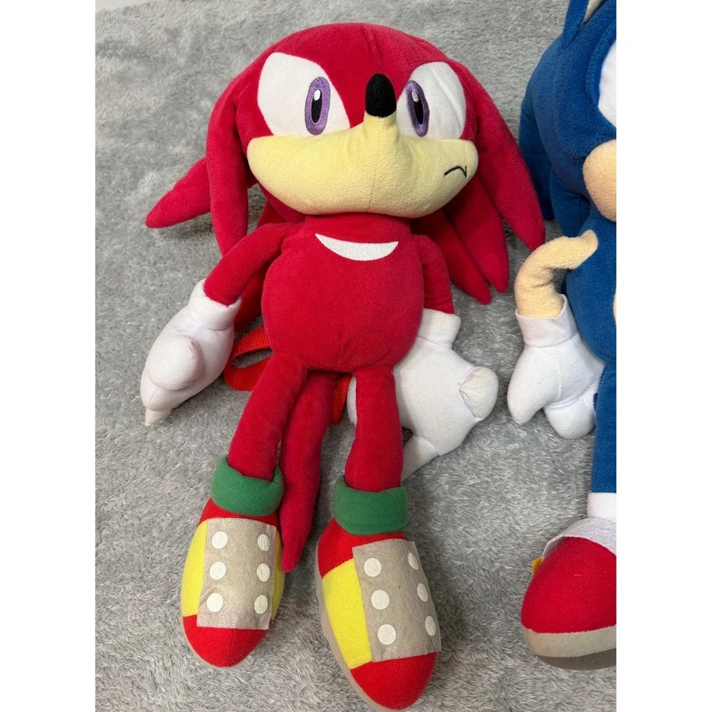 Sega Backpack Kids OS Multicolor Sonic Knuckles Shadow Plush Set of 3 Bundle